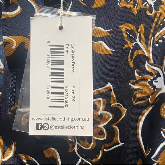 ESTELLE Womens Capitano Paisley Print Brown Navy Plus Size 2X Dress NEW - Picture 9 of 12